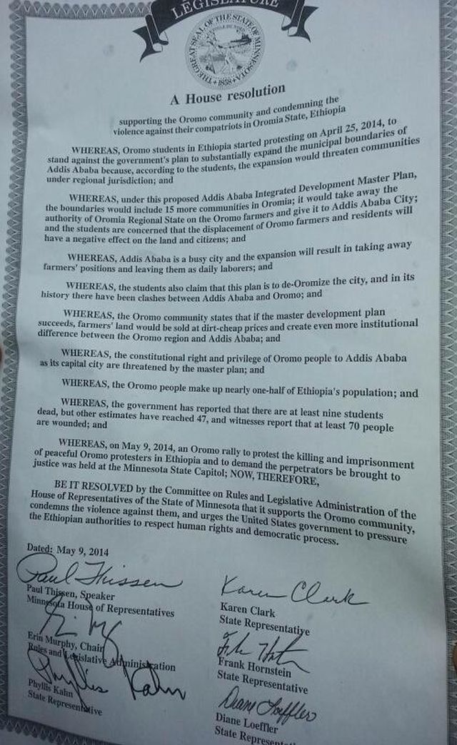 MNHouseResolutionOromoprotests2014
